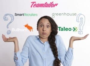 confused woman surrounded by applicant tracking system logos